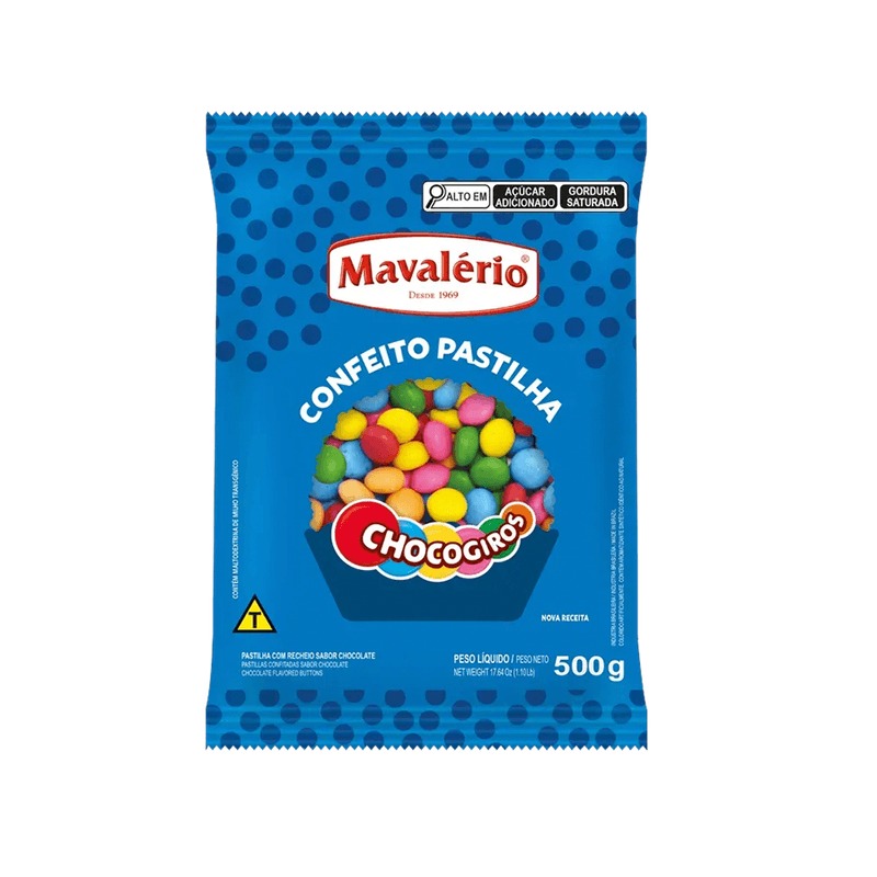 CONFEITOS COLORIDO CHOCOLATE MAVALÉRIO 500G