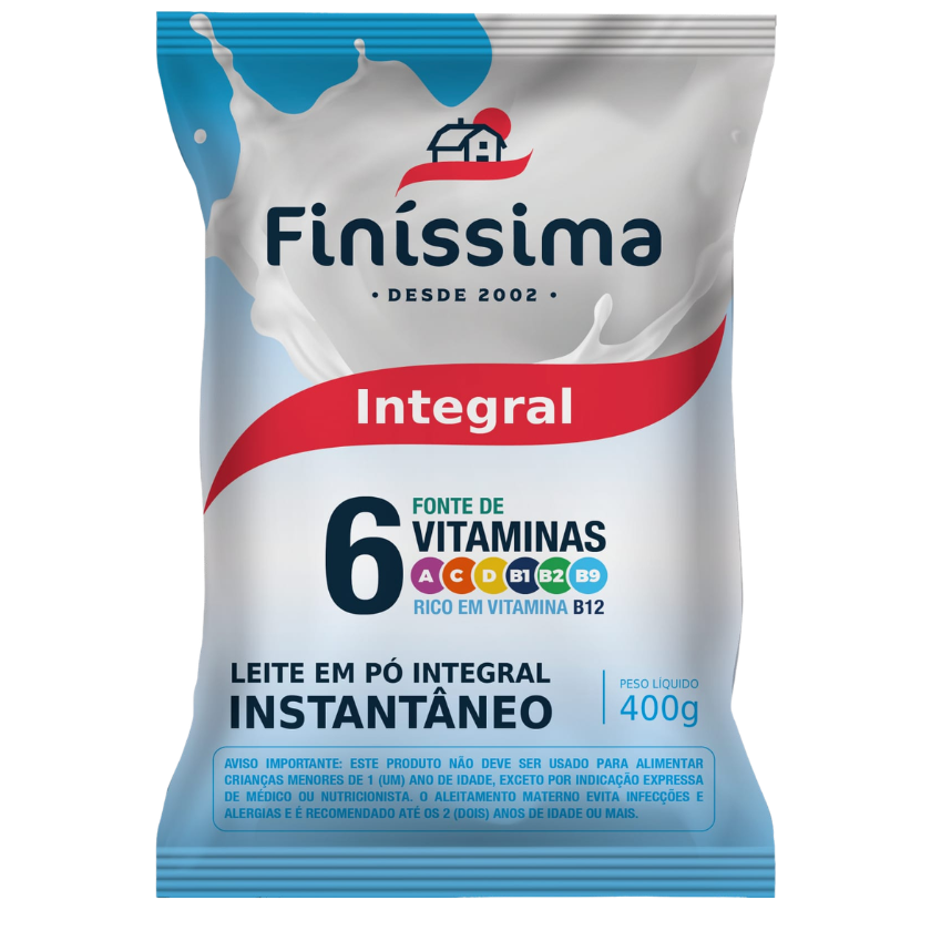 LEITE EM PÓ INSTANTÂNEO INTEGRAL FINISSÍMA 400G