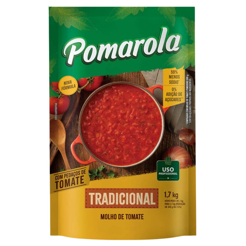 MOLHO TOMATE TRADICIONAL POMAROLA TP 1,7 KG