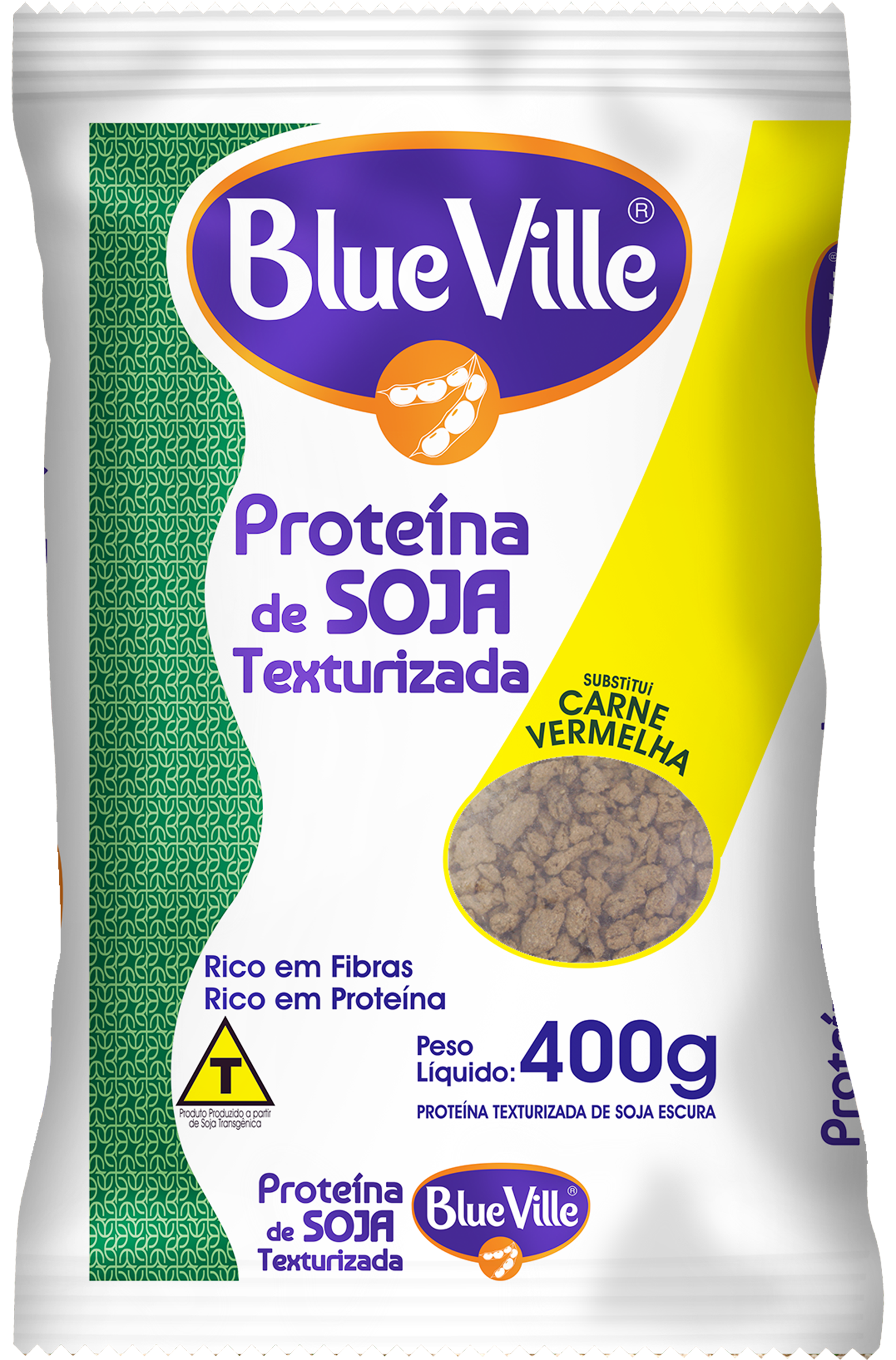 PROTEÍNA TEXTURIZADA DE SOJA BLUE VILLE VERMELHA 400G
