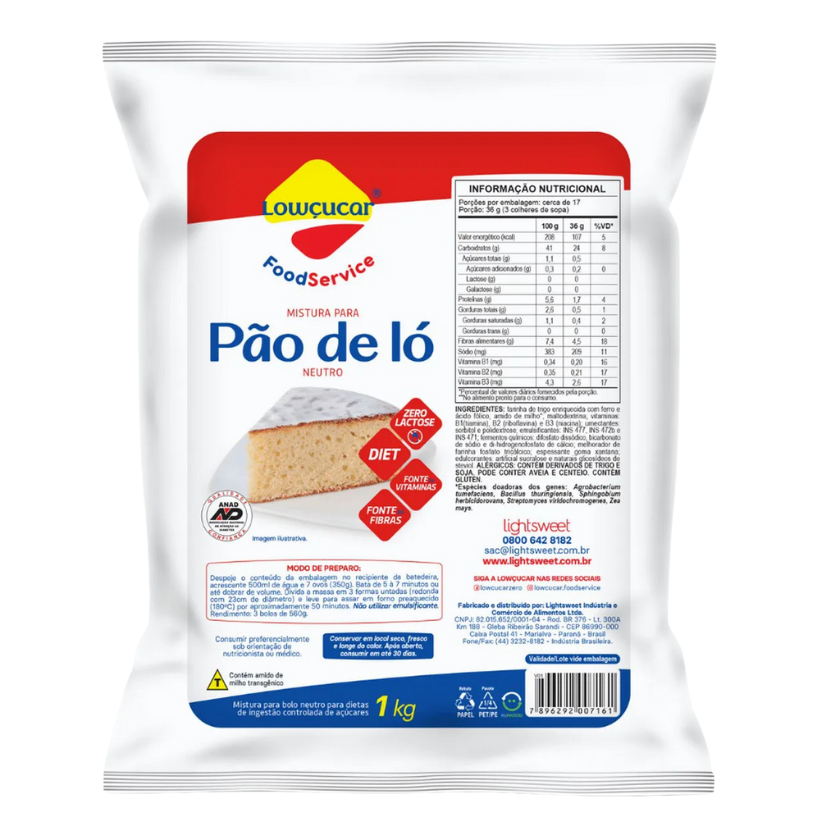 MISTURA PARA BOLO NEUTRO LOWÇUCAR DIET 1KG