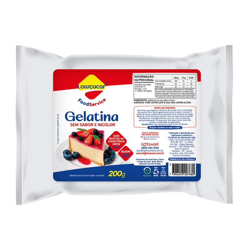 GELATINA LOWÇUCAR ZERO SEM SABOR 200 G