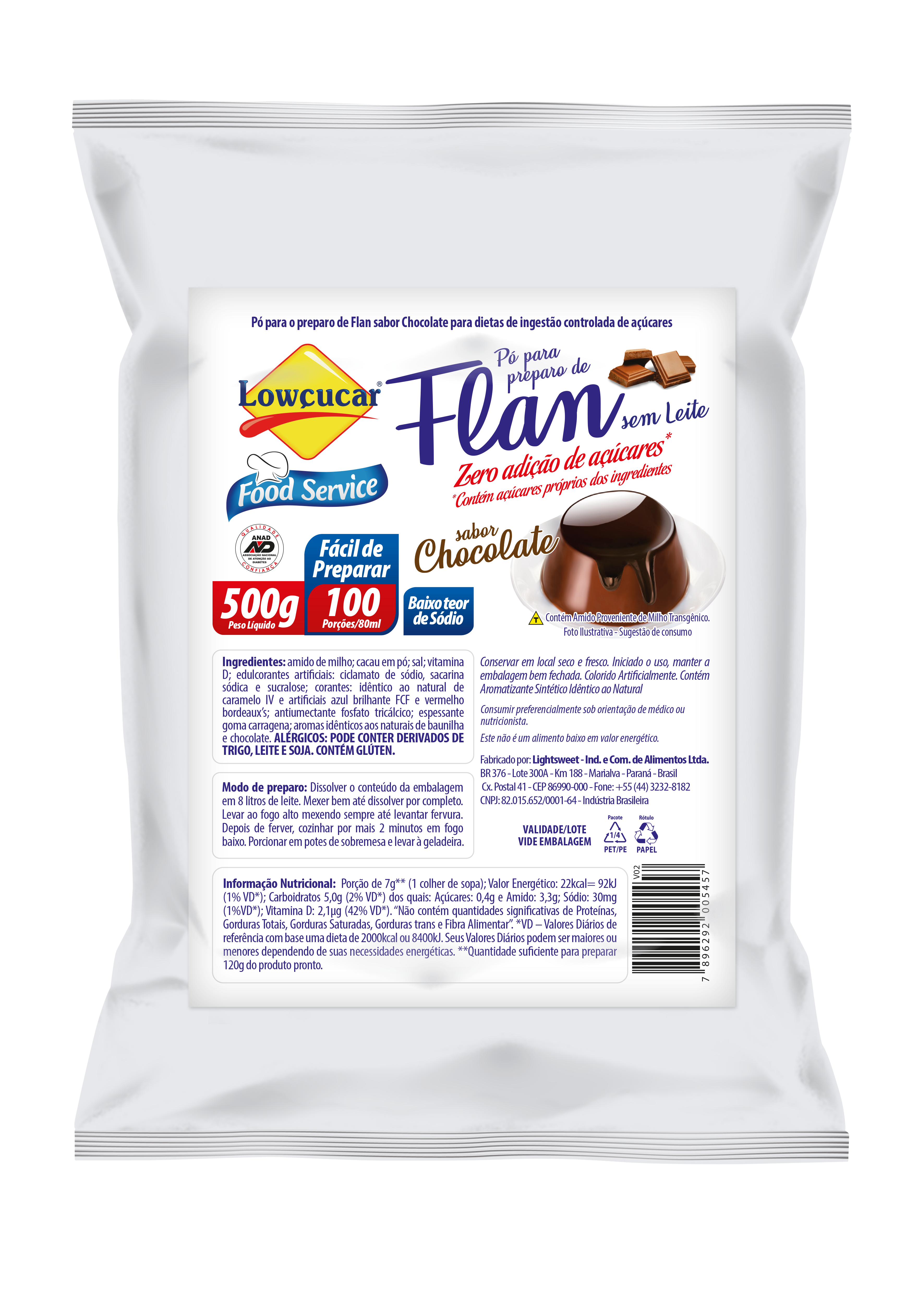 FLAN ZERO CHOCOLATE LOWÇUCAR 500 G