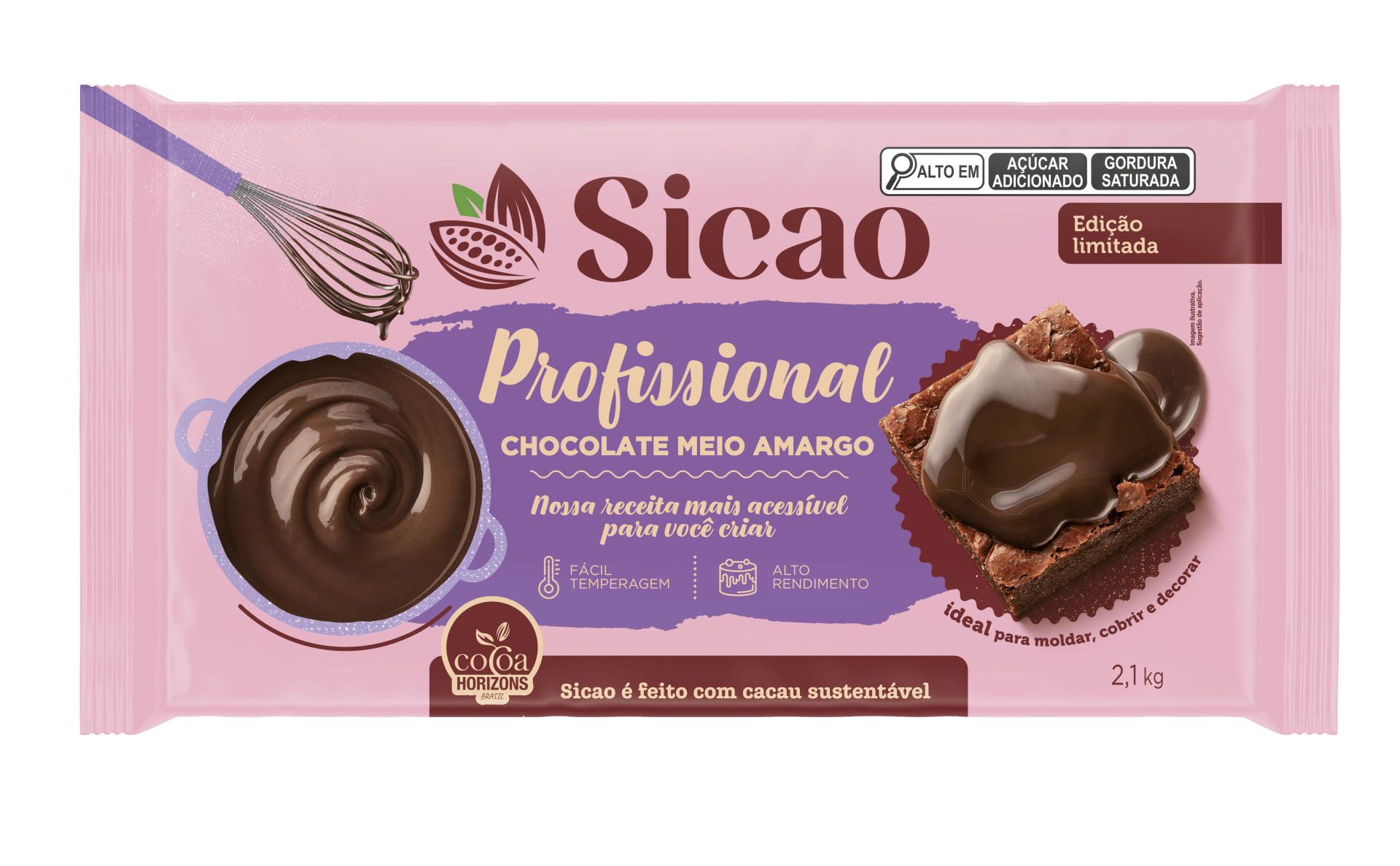 CHOCOLATE SICAO PROFISSIONAL 1/2 AMARGO 2,1 KG
