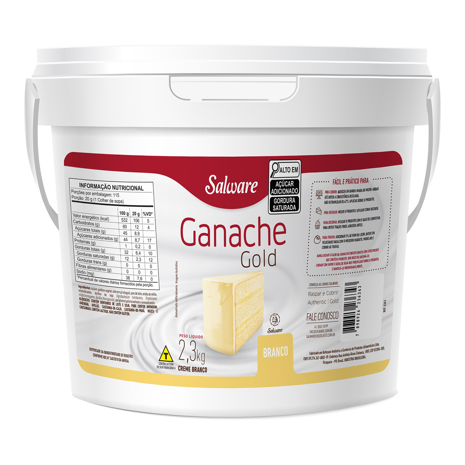 GANACHE SALWARE GOLD BRANCO 2,3 KG