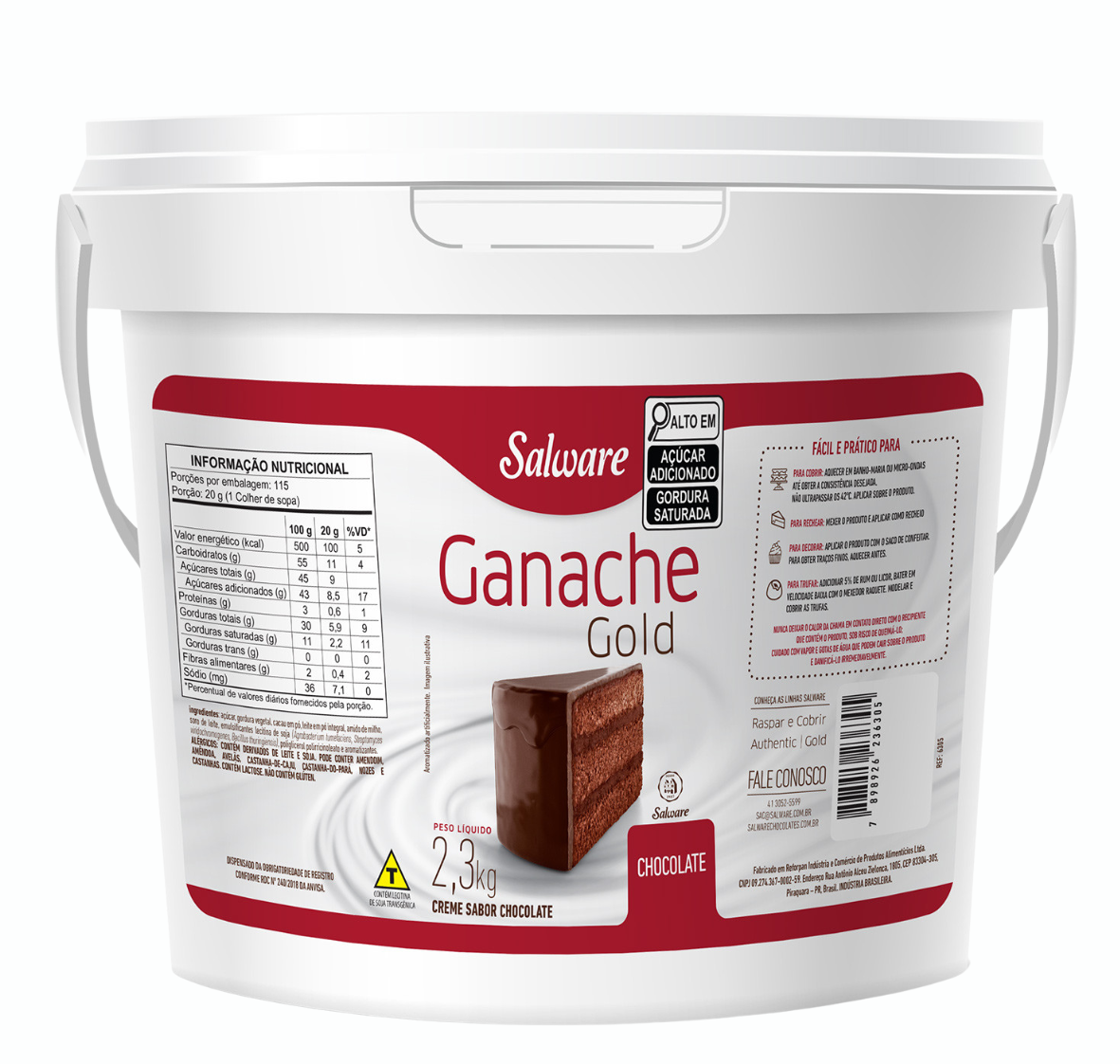 GANACHE SALWARE GOLD CHOCOLATE AO LEITE 2,3 KG
