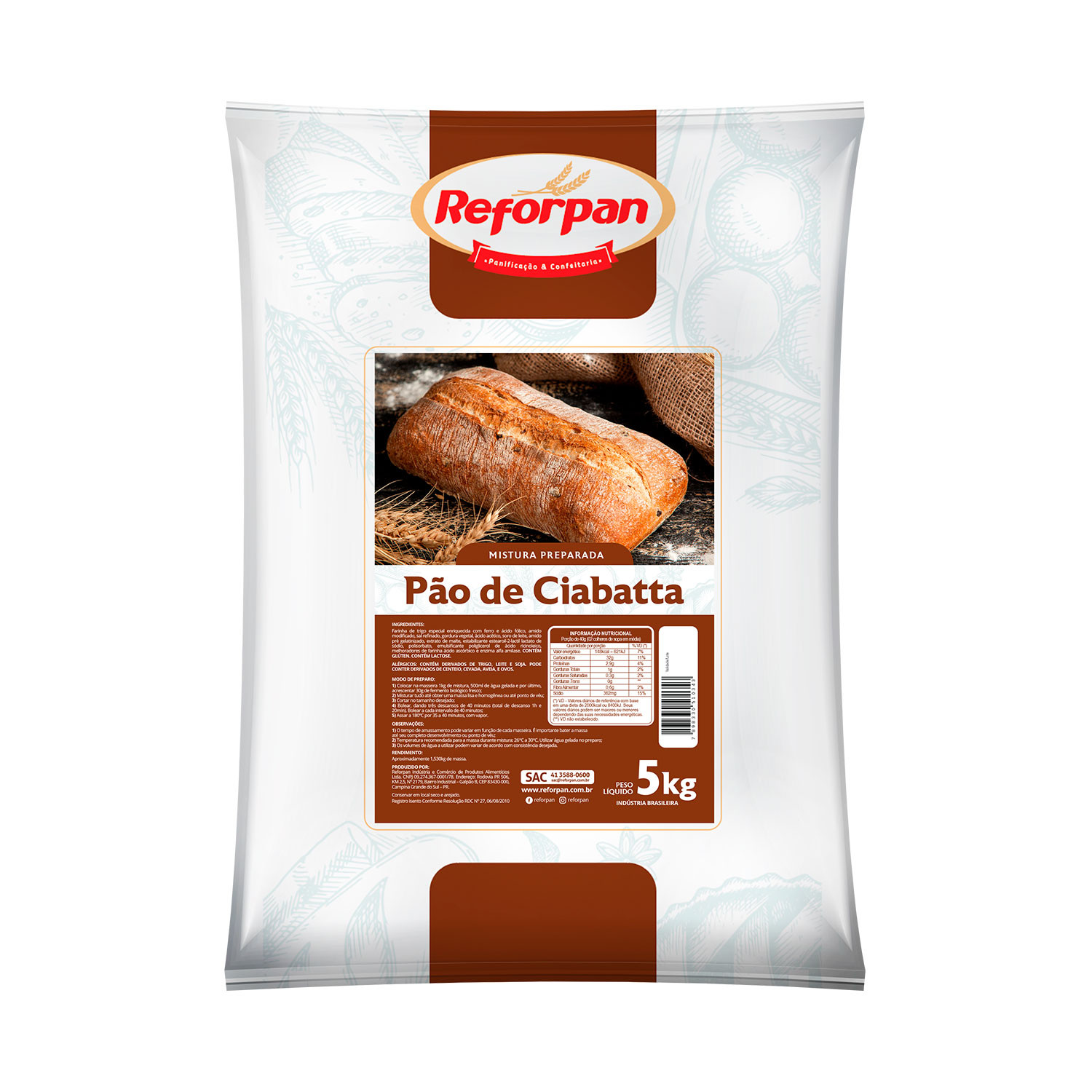 MISTURA PARA PÃO CIABATTA REFORPAN 5KG