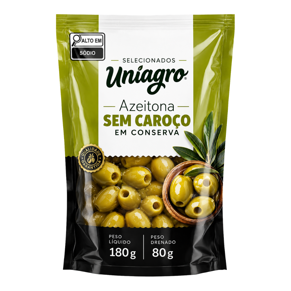 AZEITONA VERDE SEM CAROÇO UNIAGRO 80 G