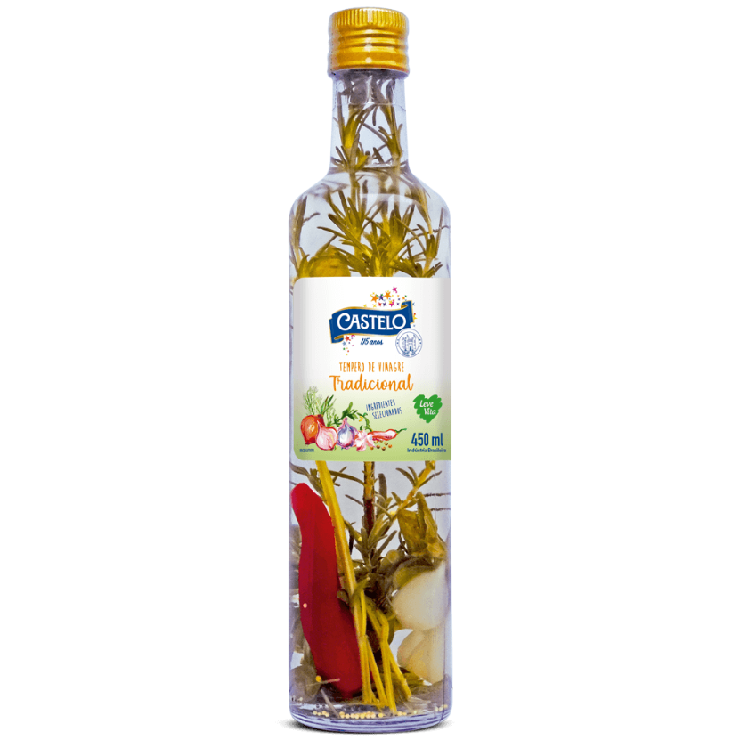 VINAGRE COM TEMPERO CASTELO 450 ML VIDRO