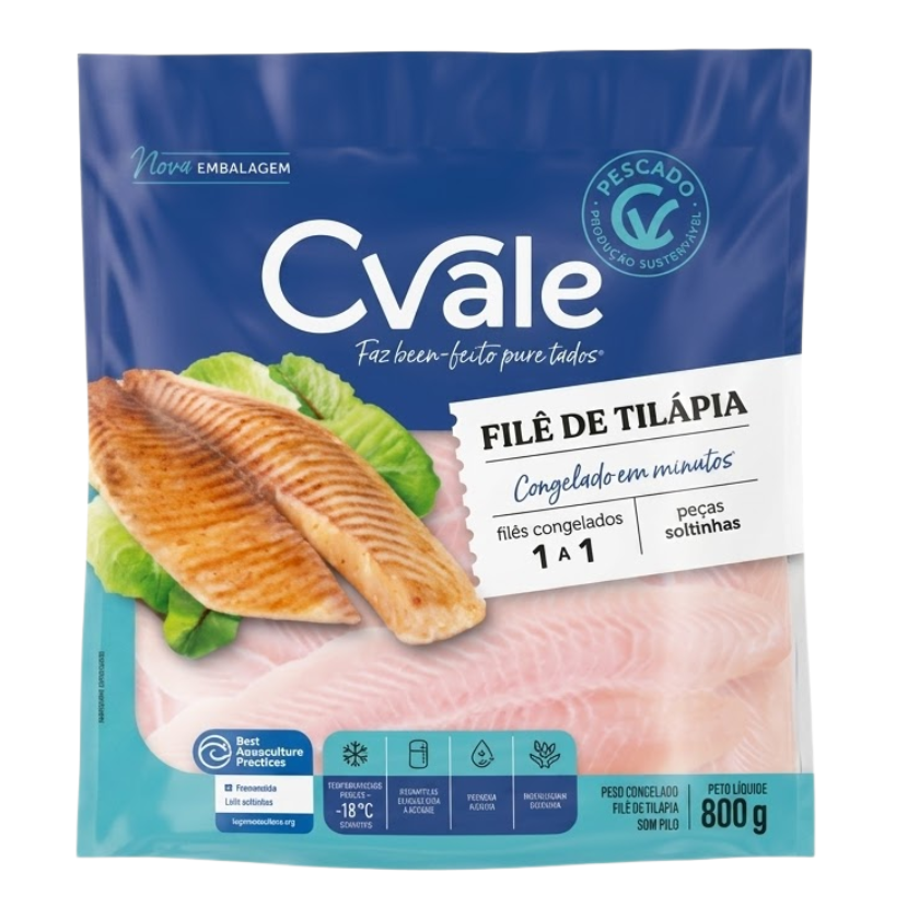 FILE TILÁPIA CONGELADO IQF C.VALE 800 G