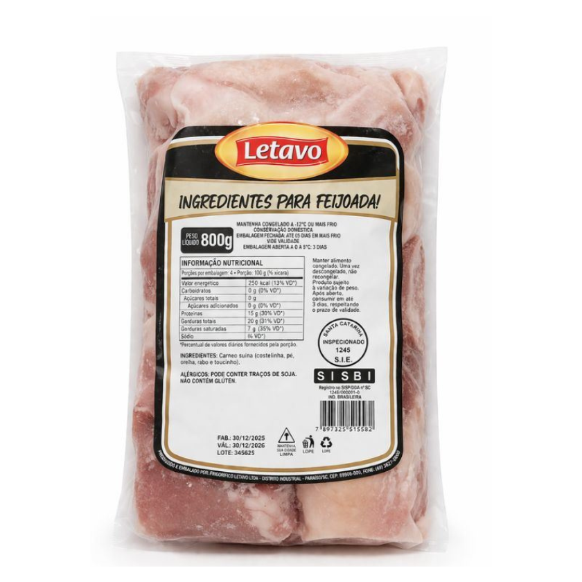 KIT FEIJOADA CONGELADO LETAVO 800 G