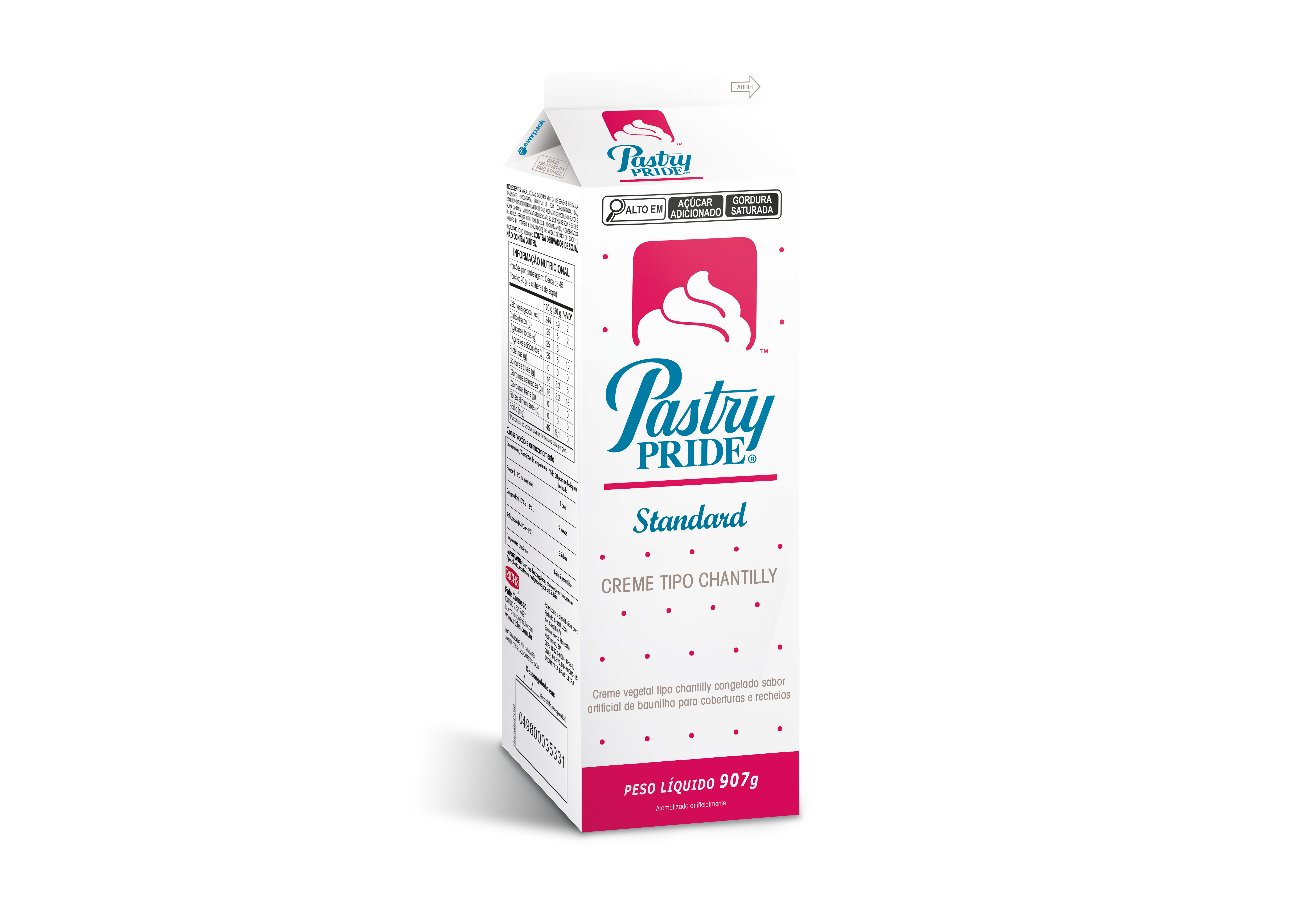 CHANTILLY CONGELADO BAUNILHA PASTRY PRIDE 907 G