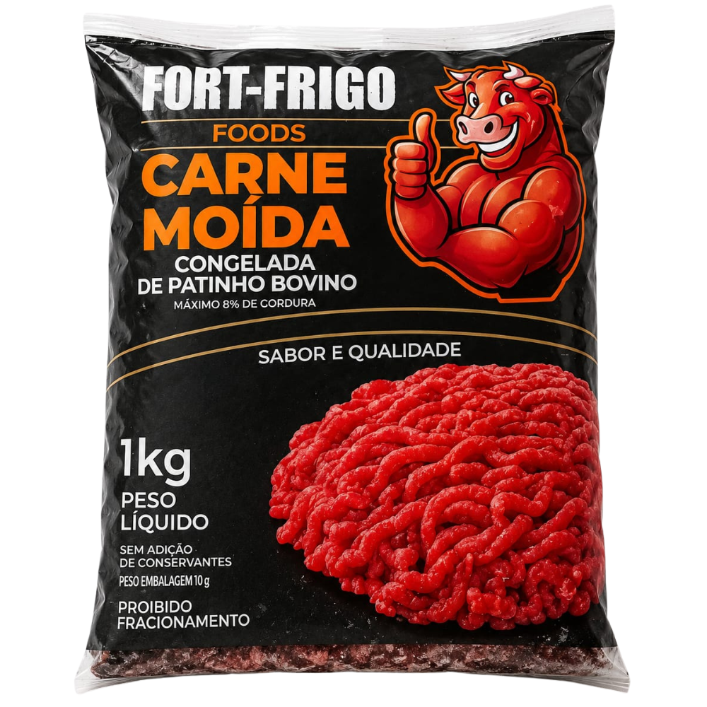 CARNE MOÍDA BOVINA CONGELADA PRIMEIRA 8% GORDURA FORT FRIGO 1KG
