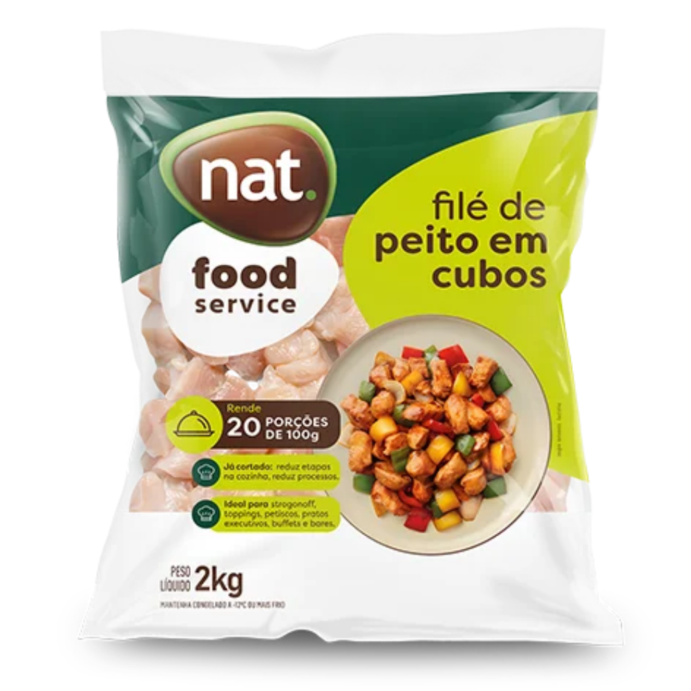 FILE PEITO FRANGO CONGELADO CUBOS NAT 2KG