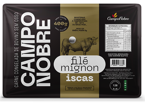 ISCAS FILÉ MIGNON BOVINO CONGELADO CAMPO NOBRE 400G