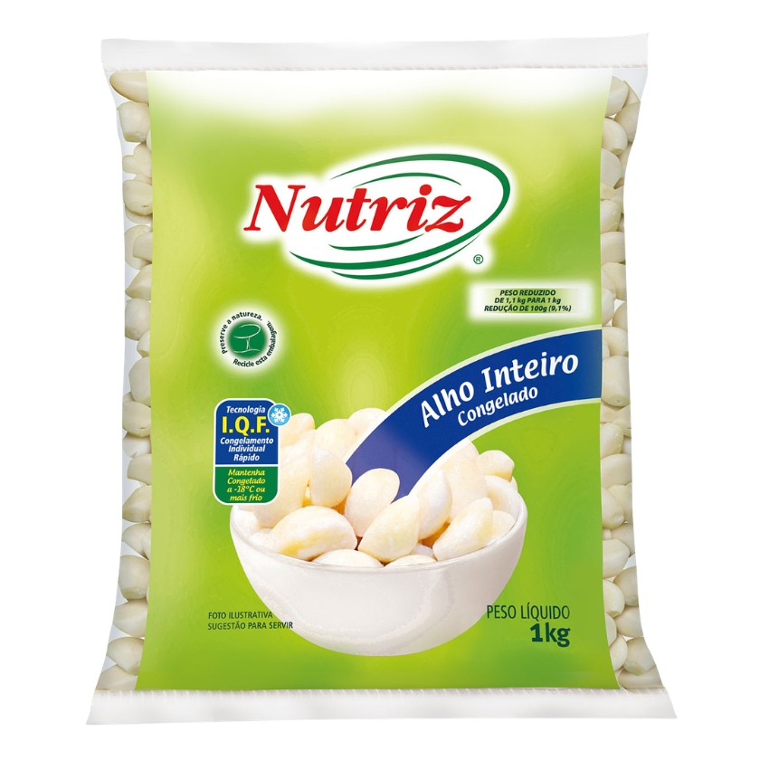 ALHO INTEIRO DESCASCADO CONGELADO NUTRIZ 1 KG
