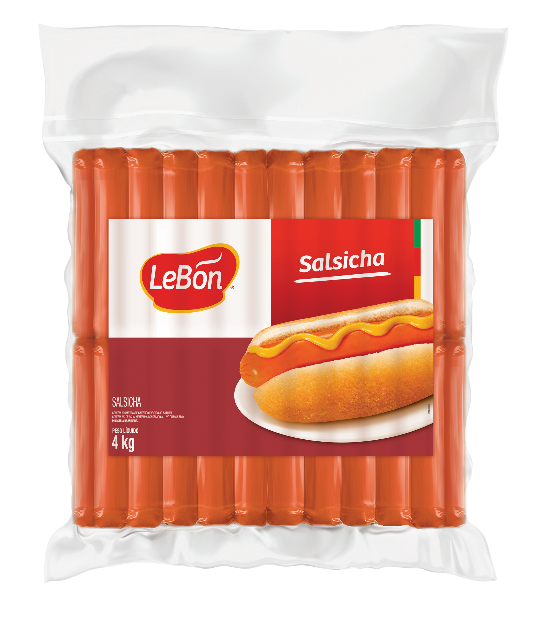 SALSICHA CONGELADA COM CORANTE 12CM LEBON 4KG