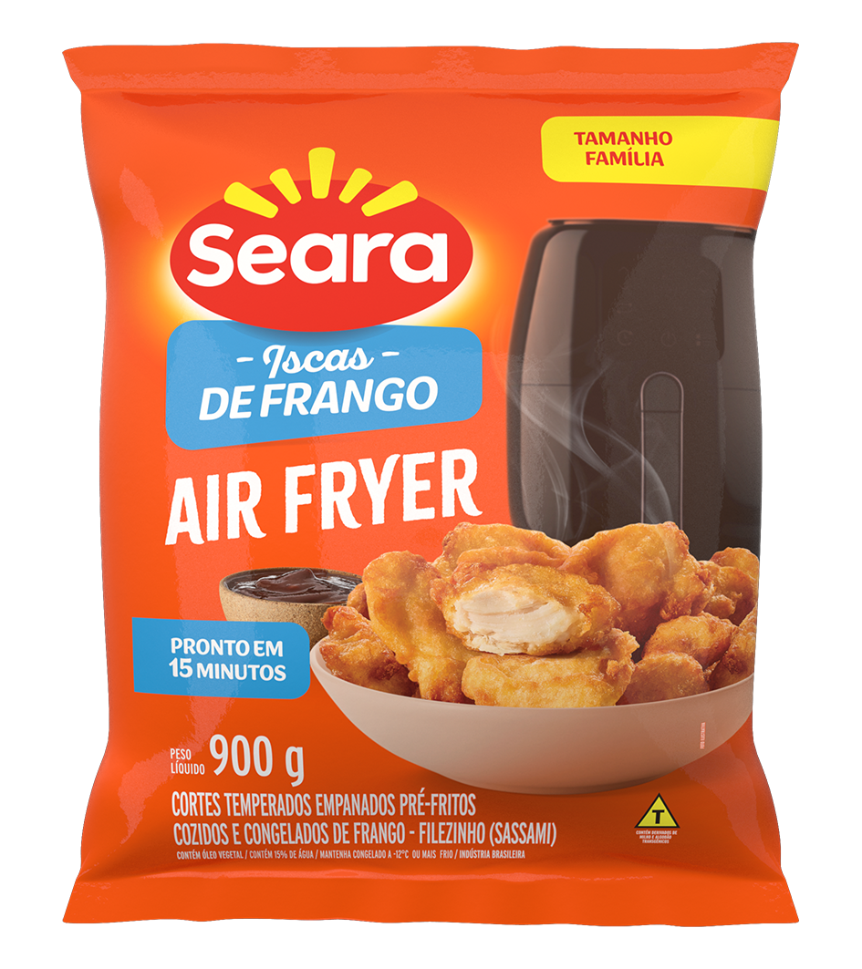 ISCAS DE FRANGO TEMPERADA CONGELADA AIR FRY SEARA 900G