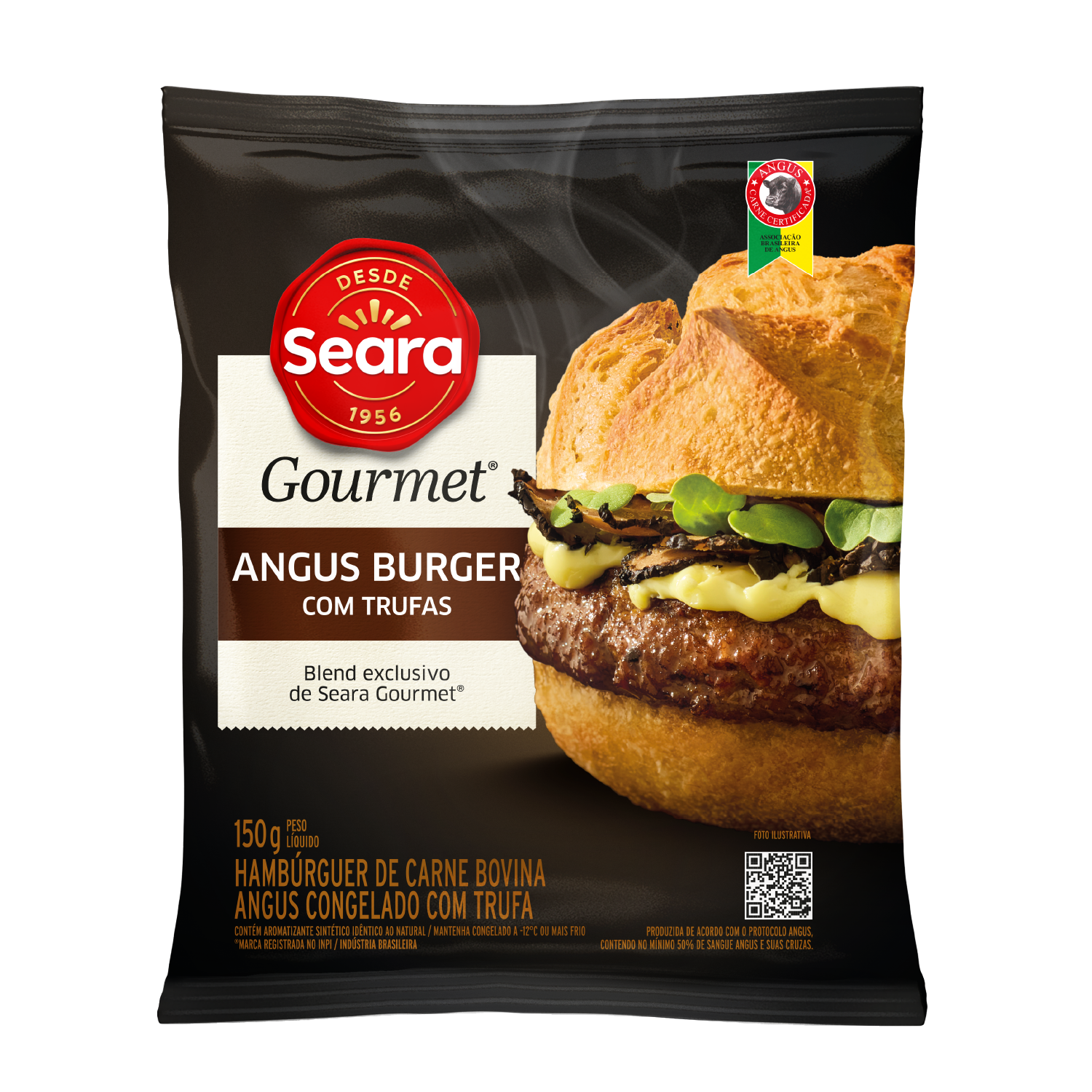 HAMBURGUER BOVINO CONGELADO ANGUS COM TRUFAS SEARA 150G
