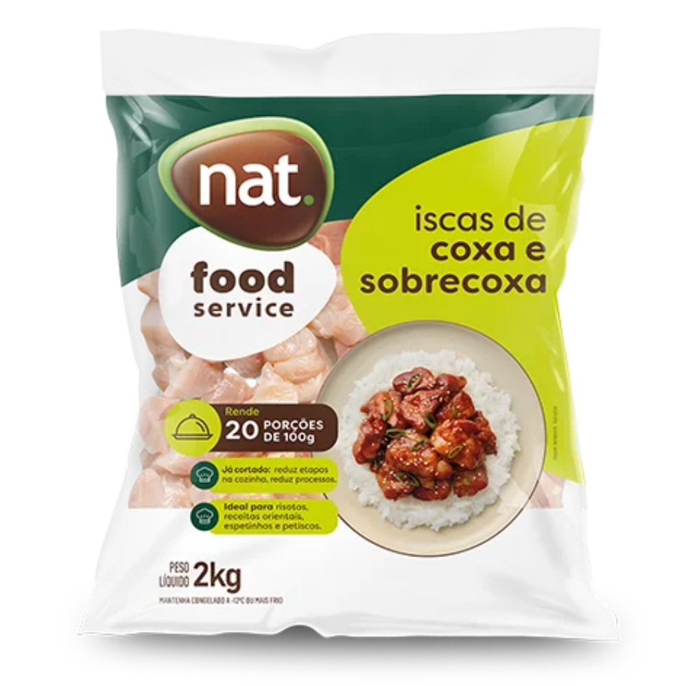 ISCAS DE COXA COM SOBRECOXA CONGELADA NAT 2KG PACOTE