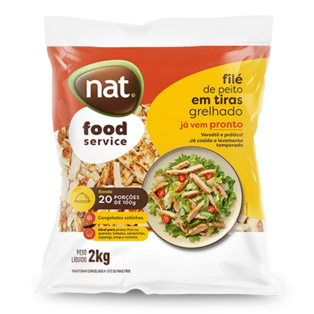 FILE PEITO FRANGO CONGELADO GRELHADO TIRAS NAT 2KG