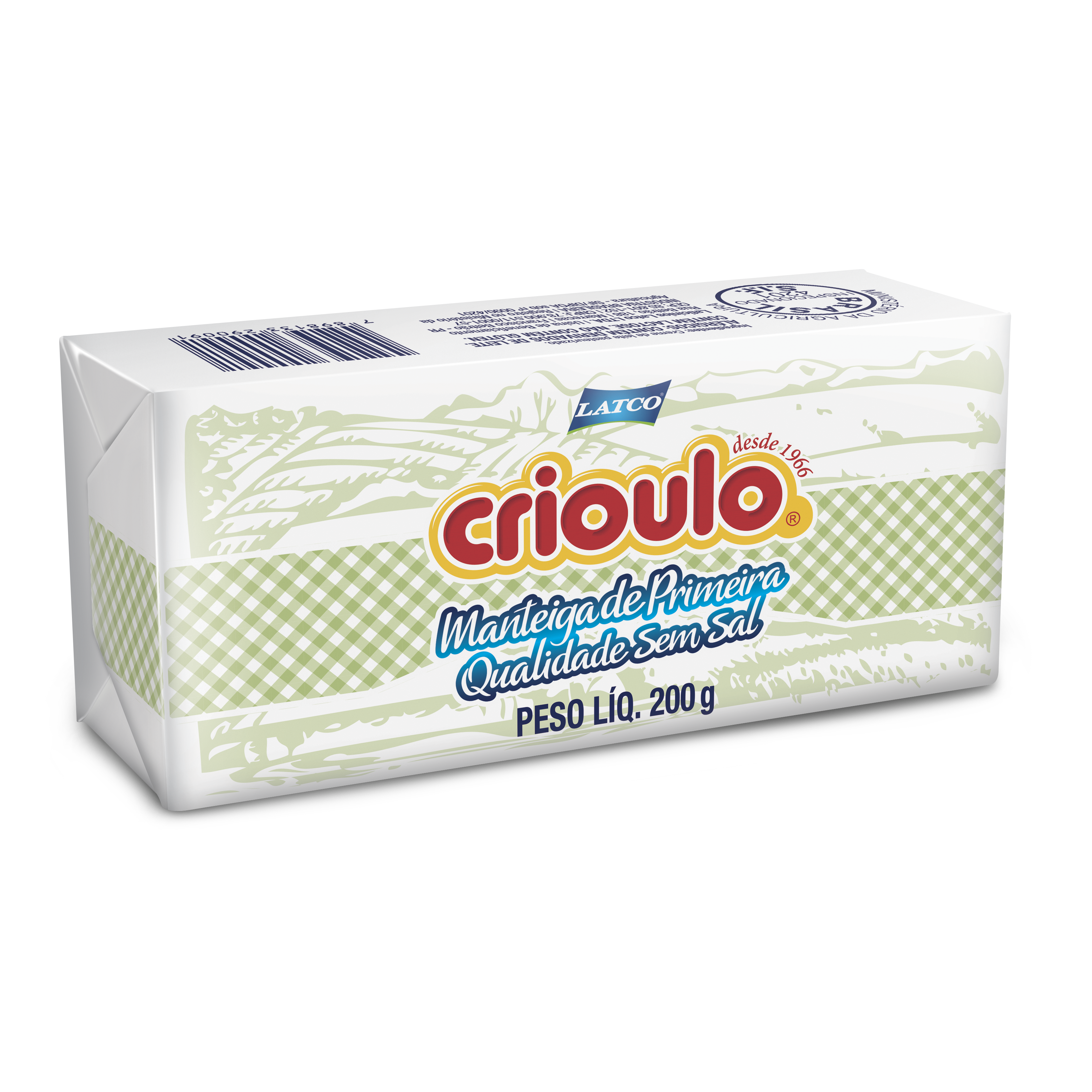 MANTEIGA CRIOULO SEM SAL 200G TABLETE