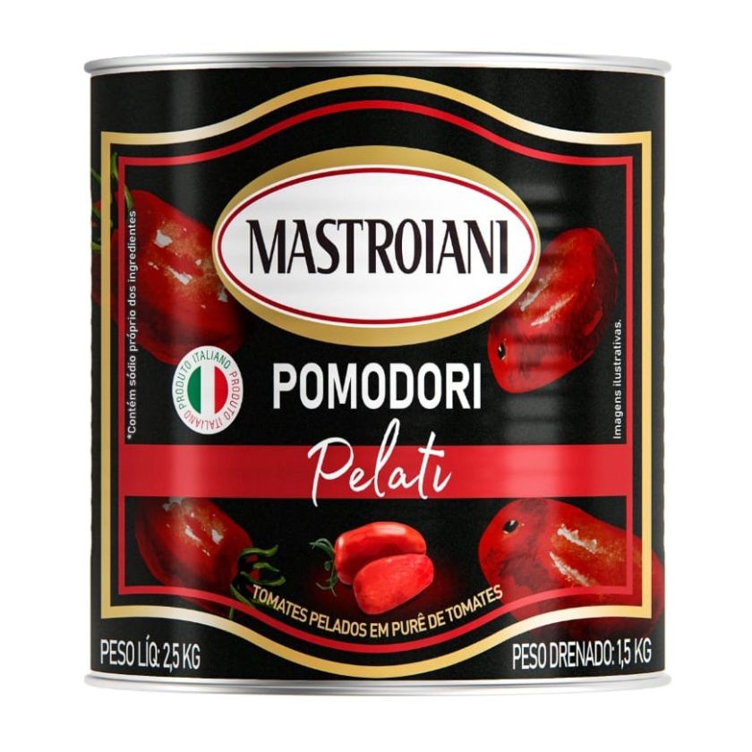 TOMATE SEM PELE INTEIRO MASTROIANI 2,5 KG