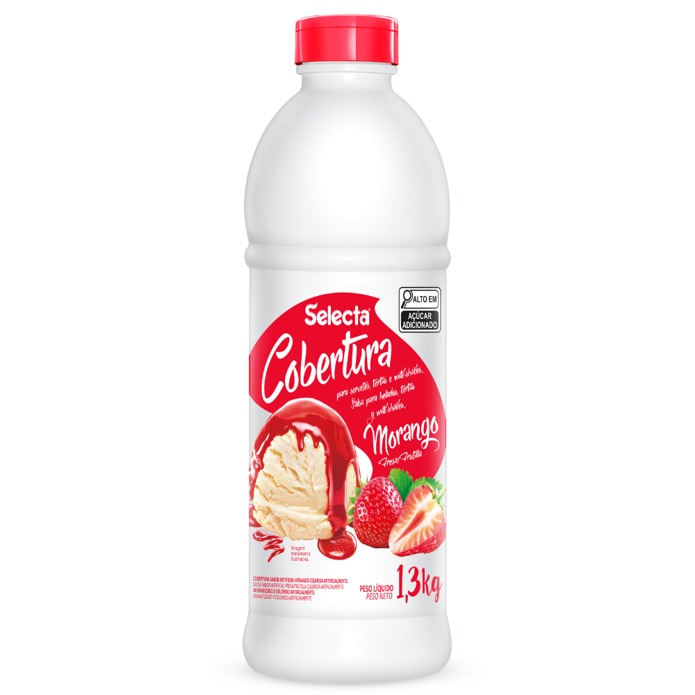 COBERTURA PARA SORVETE MORANGO SELECTA 1,3 KG