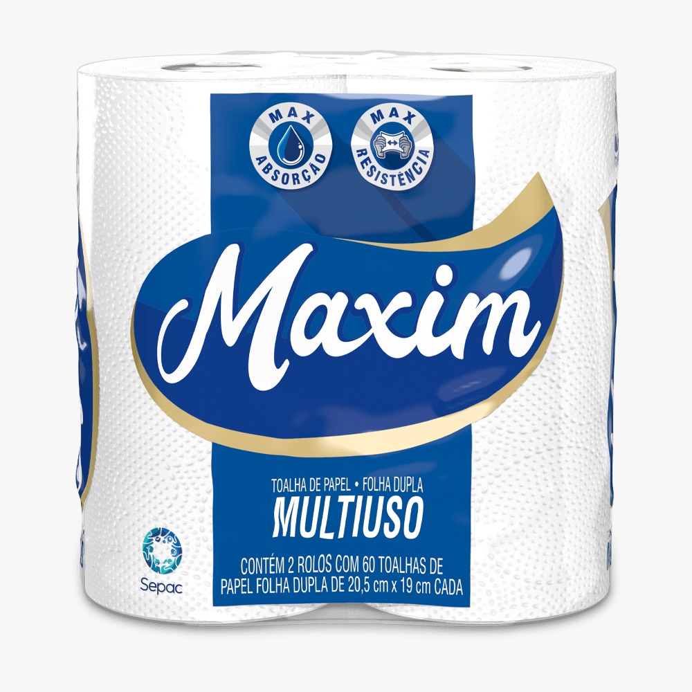 TOALHA DE PAPEL BRANCO MAXIM 20X19CM 12X2UN COM 60 FOLHAS