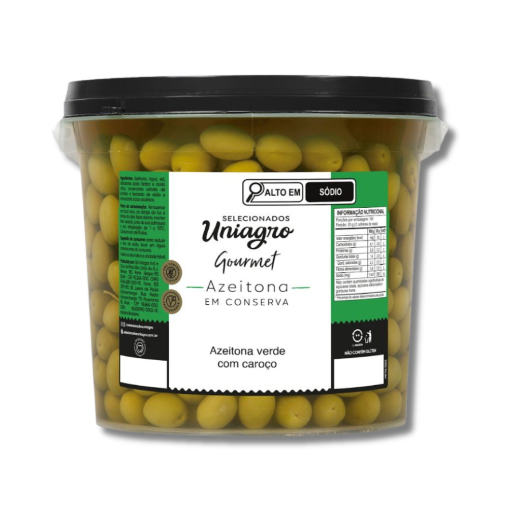 AZEITONA VERDE MÉDIA COM CAROÇO UNIAGRO 2 KG