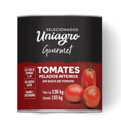 TOMATES SEM PELE INTEIRO UNIAGRO 2,5 KG
