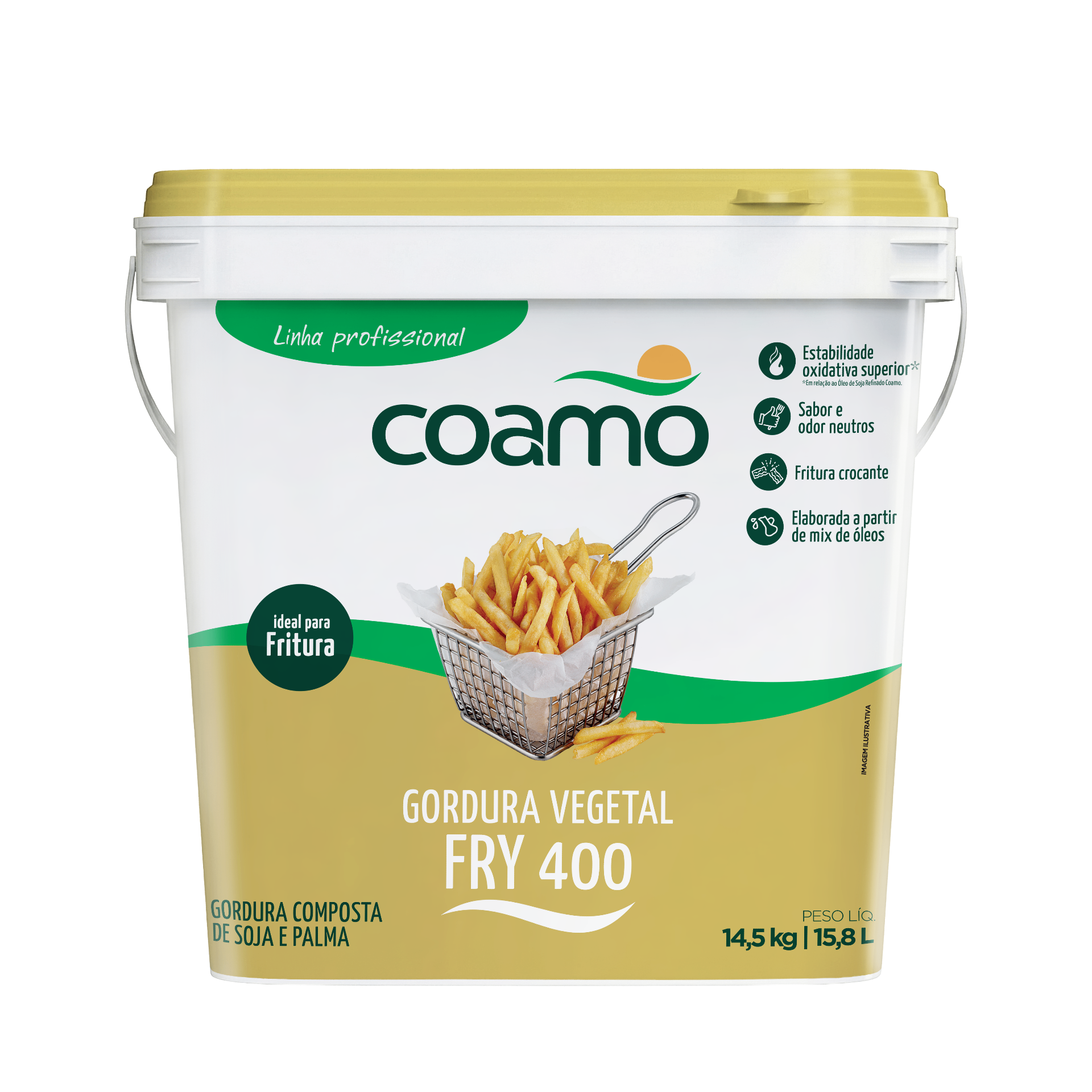 GORDURA VEGETAL COAMO FRY 400 SOJA 14,5 KG BD