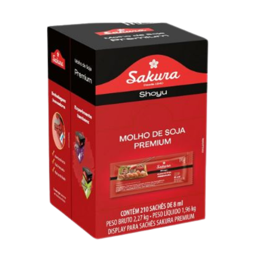 SACHÊ DE MOLHO SHOYU PREMIUM DISPLAY SAKURA 210X8ML