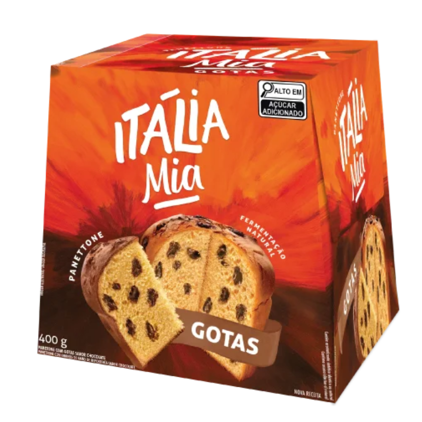 PANETONE ITÁLIA MIA GOTAS CHOCOLATE CAIXA 400G